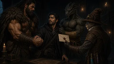 Rage grips Black Lily's wrist while Ignatius restrains him and Carver presents Darian's sealed letter.