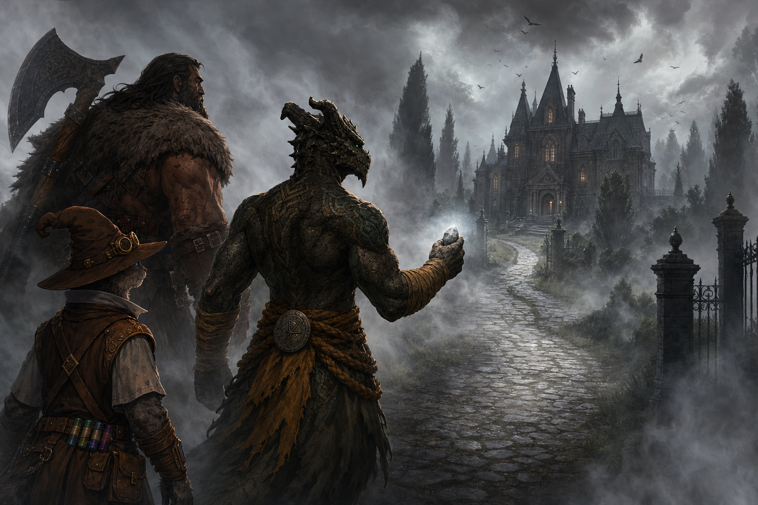 Ignatius guides the party toward Richten House as it emerges beyond the Mists.