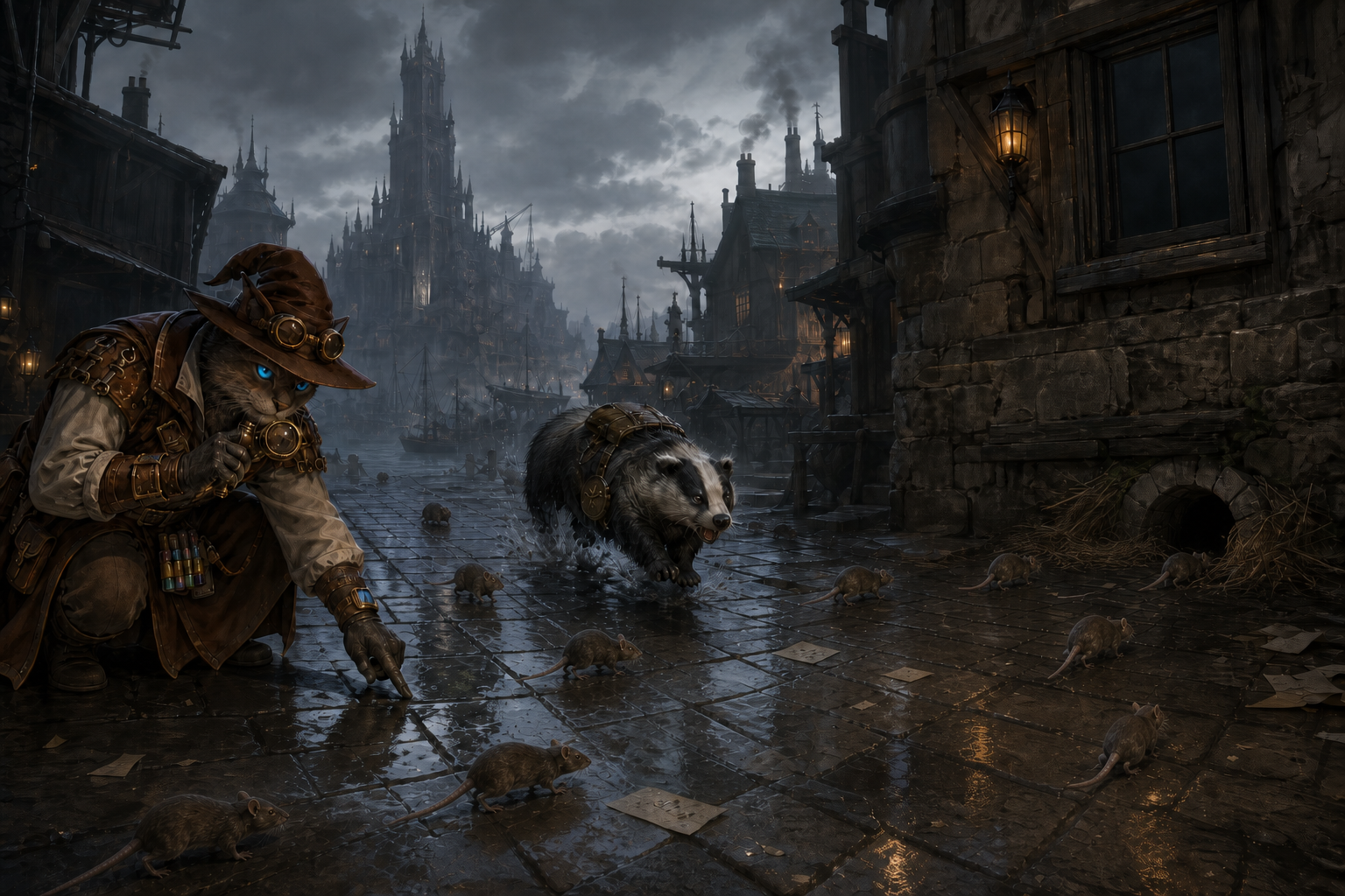 Carver studies the purposeful rats while a summoned badger pursues them through Martira Bay.