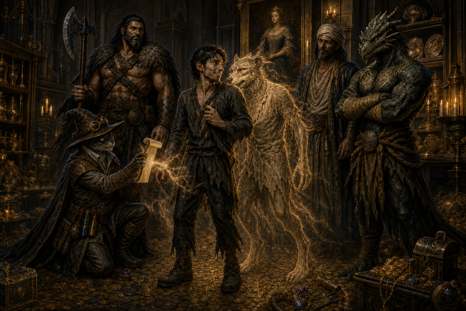 Carver completes the restoration spell as human Siv stands before a fading golden afterimage of his former bipedal mongrelman body.